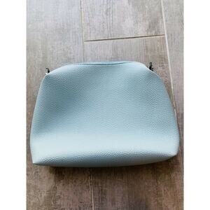 BLAQUE Argentina Pebbled Leather Dusty Blue Clutch Pouch Travel Bag Designer EUC